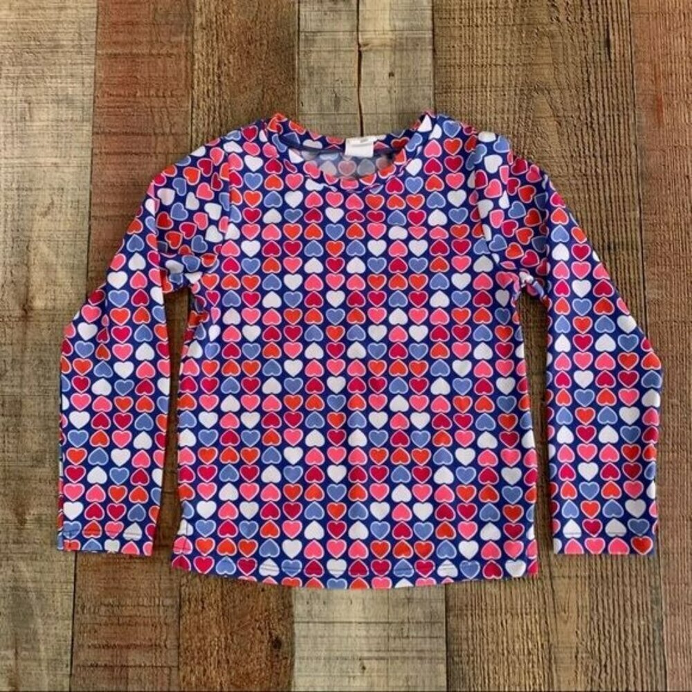 Gap girls size 4 long sleeve rash guard with colorful hearts